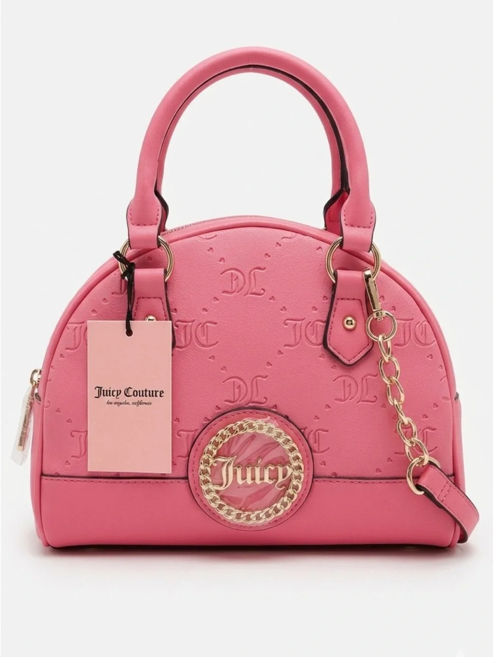 Juicy Couture Embossed Pink JC Logo Satchel & Crossbody Dust Bag Included